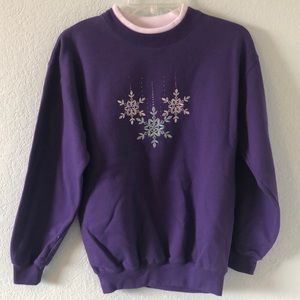 Purple Crewneck with Snowflakes